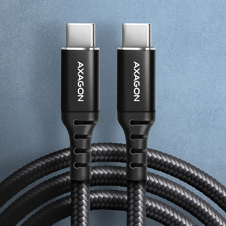 AXAGON BUCM-CM30AB USB-C zu USB-C 2.0 Kabel, 3 m, PD 60W, 3A, geflochten - schwarz image number 1