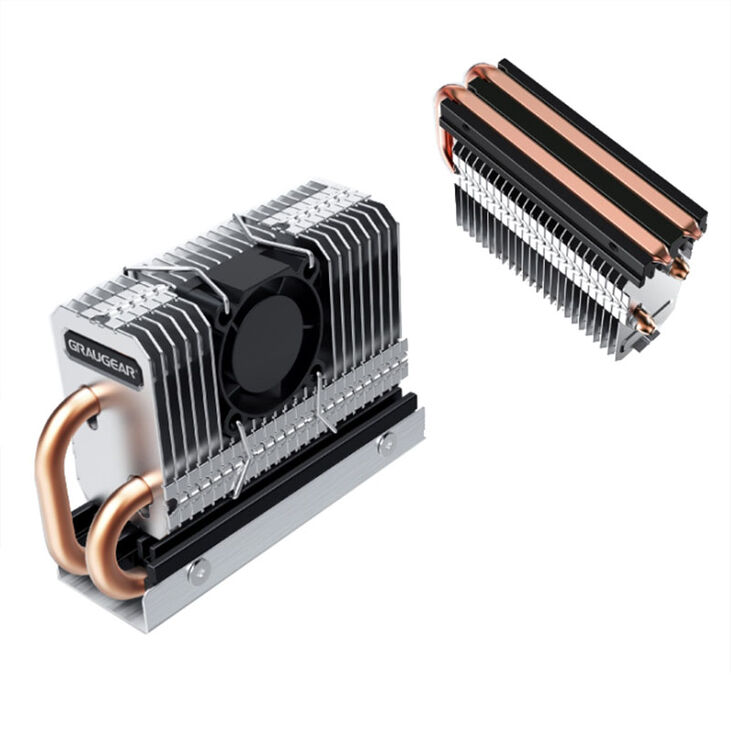 Graugear Heatpipe Kühler für M.2 NVMe 2280 SSD, PWM Lüfter - 25 mm image number 1