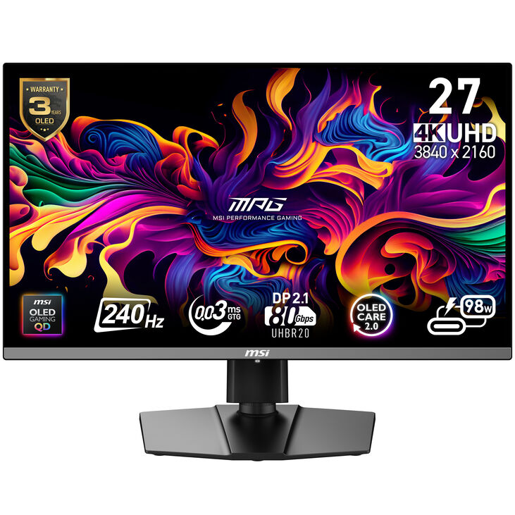 MSI MPG 272URXDE QD-OLED, 27 Zoll Gaming Monitor, 240Hz, QD OLED, Adaptive Sync image number 1