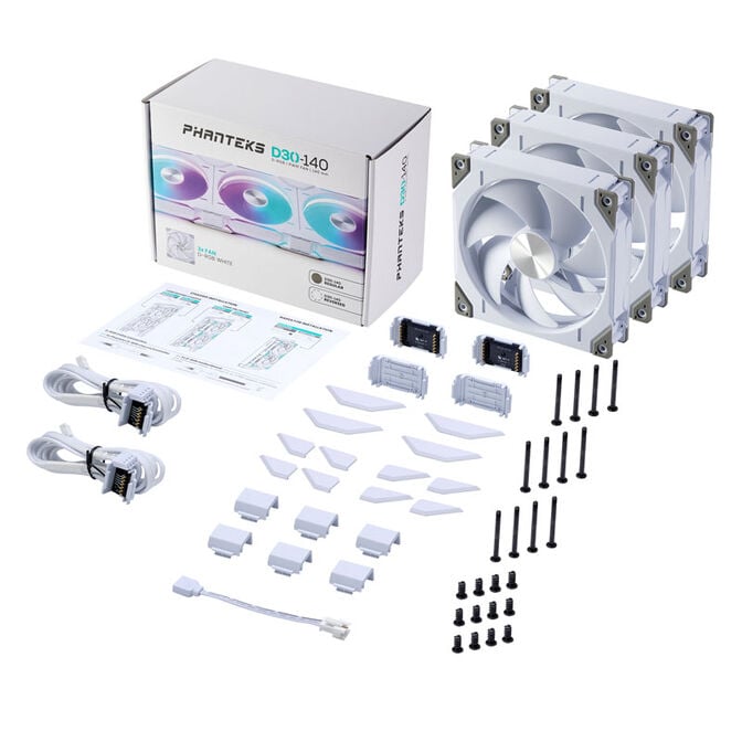 Phanteks NV9 E-ATX-Geh&auml;use, Tempered Glass, ARGB + D30 PWM Regular Airflow, D-RGB L&uuml;fter, 3er Pack - 140mm, wei&szlig; image number 19