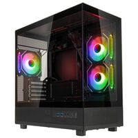 GSI SmartAssembly ARGB Glass Micro-ATX PC case, mid tower, Micro-ATX, Tempered Glass - black, 750 watts Gold power supply
