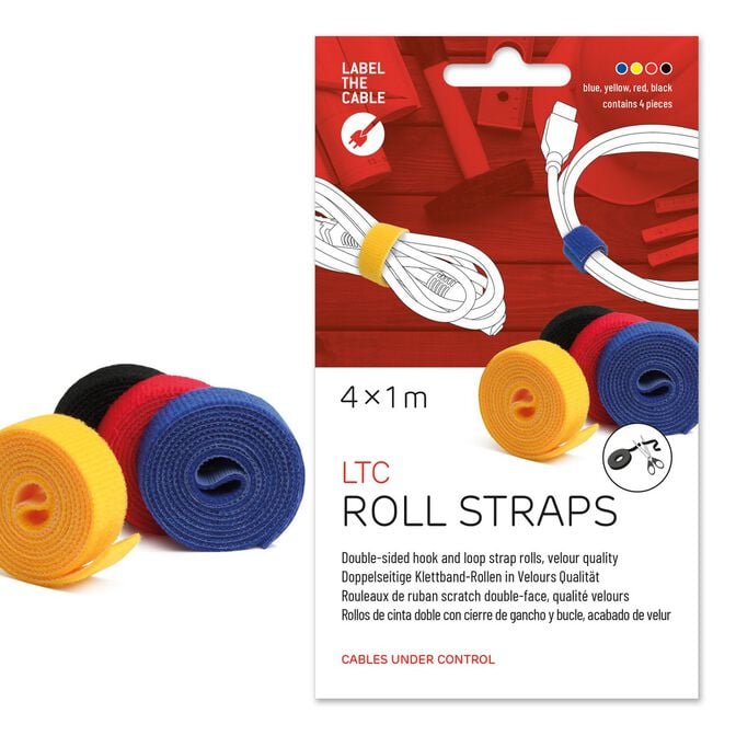 LABEL THE CABLE doppelseitige Klettband-Rolle, 4x 1m - bunt gemischt image number 0