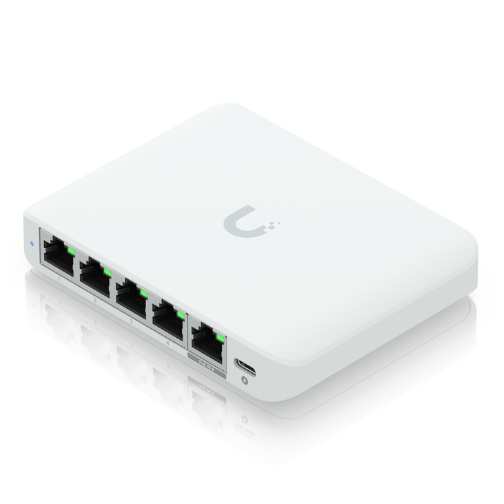 Ubiquiti UniFi Flex Mini 2.5G Netzwerkswitch, 4x RJ-45, 2,5G, PoE in, USB-C-PD - weiß image number 0
