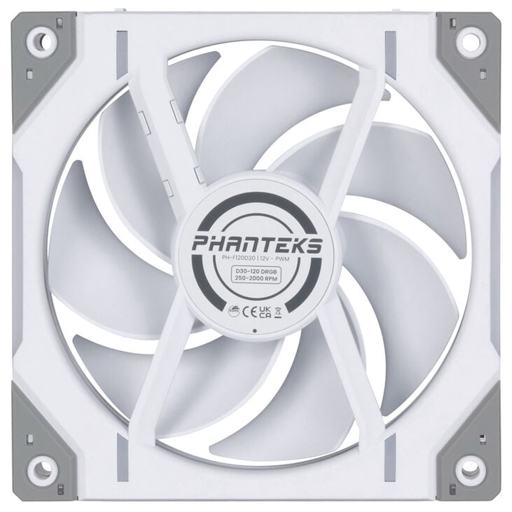 PHANTEKS D30 PWM Regular Airflow D-RGB fan, Triple Pack - 120mm, white image number 4