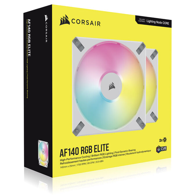 Corsair AF Elite Series RGB PWM Fan 2-Pack including RGB Controller - 140mm, white image number 7