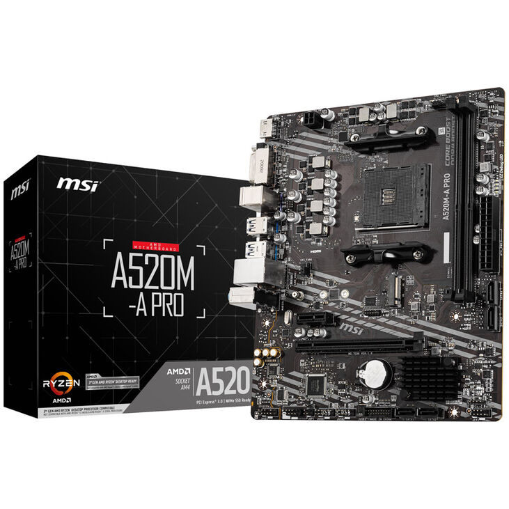 MSI A520M-A Pro motherboard, Socket AM4, AMD A520, Micro-ATX, DDR4 image number 0