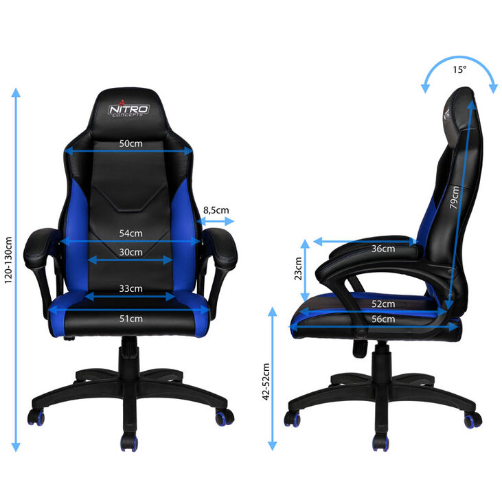 Nitro Concepts C100 Gaming Chair - Black/Blue image number 1