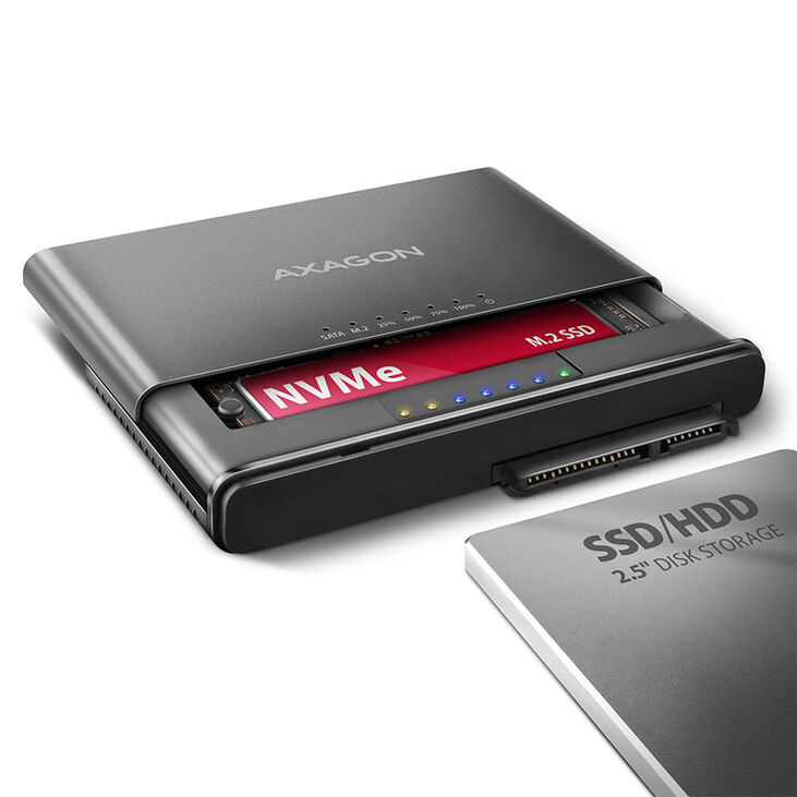 AXAGON ADSA-CC USB-C 10Gbps - NVMe M.2 SSD & SATA 2.5"/3.5" SSD/HDD CLONE MASTER 2 image number 2