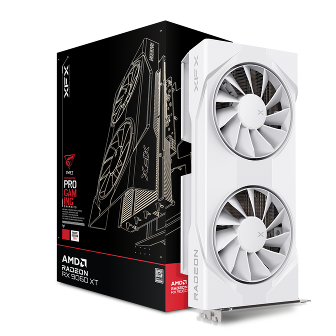XFX Swift Radeon RX 9060 XT OC White Gaming Edition Graphics Card, 8192 MB GDDR6 image number 0