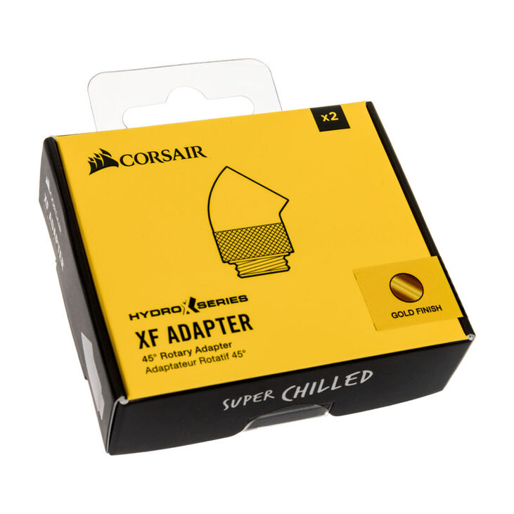 Corsair Hydro X Series Adapter 45 Grad G1/4 Zoll AG auf G1/4 Zoll IG - 2er Pack, drehbar, gold image number 2