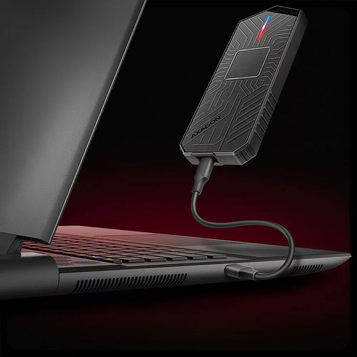 AXAGON EEM2-GAM M.2-NVMe/SATA Enclosure, USB-C 3.1, 10Gbps - Aluminium, black image number 1