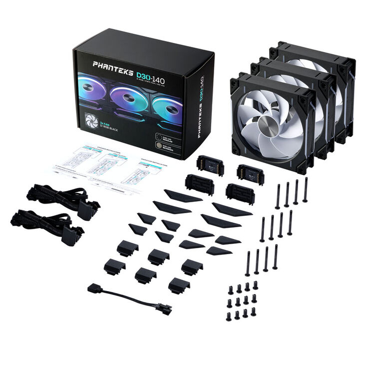 PHANTEKS D30 PWM Reverse Airflow, D-RGB Lüfter, 3er Pack - 140mm, schwarz image number 8
