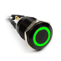 Impactics Vandalism Button 19mm, IP65, green LED - black