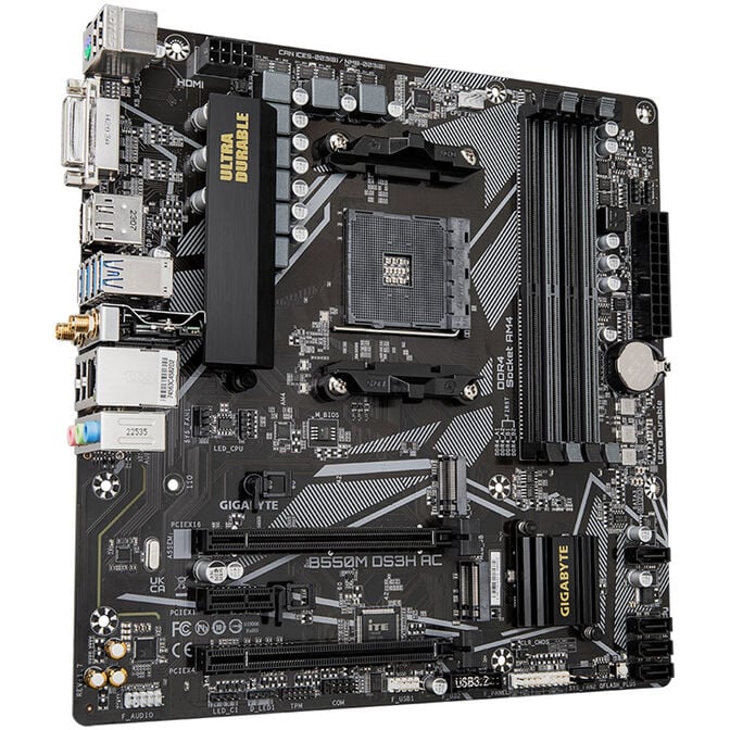 GIGABYTE B550M DS3H AC Mainboard, Sockel AM4, AMD B550, Micro-ATX, DDR4 image number 1