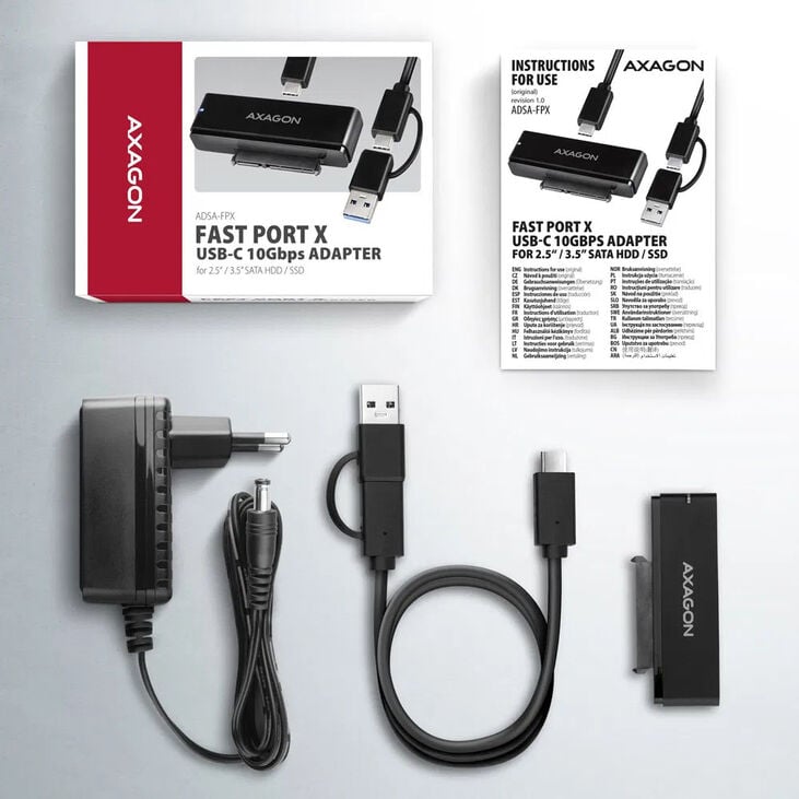 AXAGON ADSA-FPX FastPortX SATA to USB-C 3.1 Adapter - Black image number 5