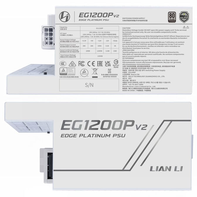 Lian Li EDGE Platinum V2 Power Supply with EDGE Hub V2 - White, 1,200W image number 2