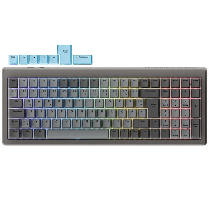 Ducky Cushion 98 Gaming-Tastatur, 96%, DE-Layout, Shush Red Switches - Nickel image number 5