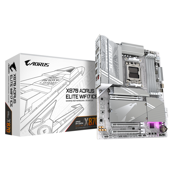 Gigabyte X870 A Elite WF7 ICE Mainboard, Sockel AM5, AMD X870, ATX, DDR5 image number 0