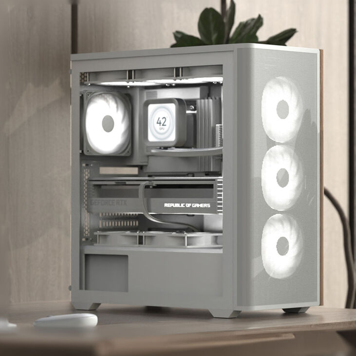 Aerocool D501A PC case, Mid Tower, ATX, Tempered Glass - white image number 7