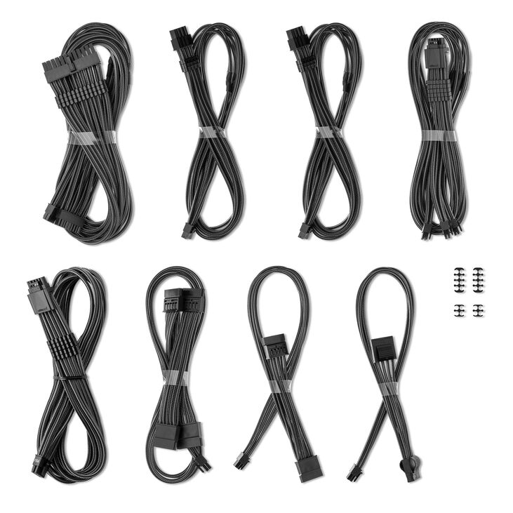 CableMod C-Series Pro ModMesh Sleeved 12V-2x6 12VHPWR Dual StealthSense Cable Kit for Corsair RMi, RMx (Black Label) - carbon image number 1
