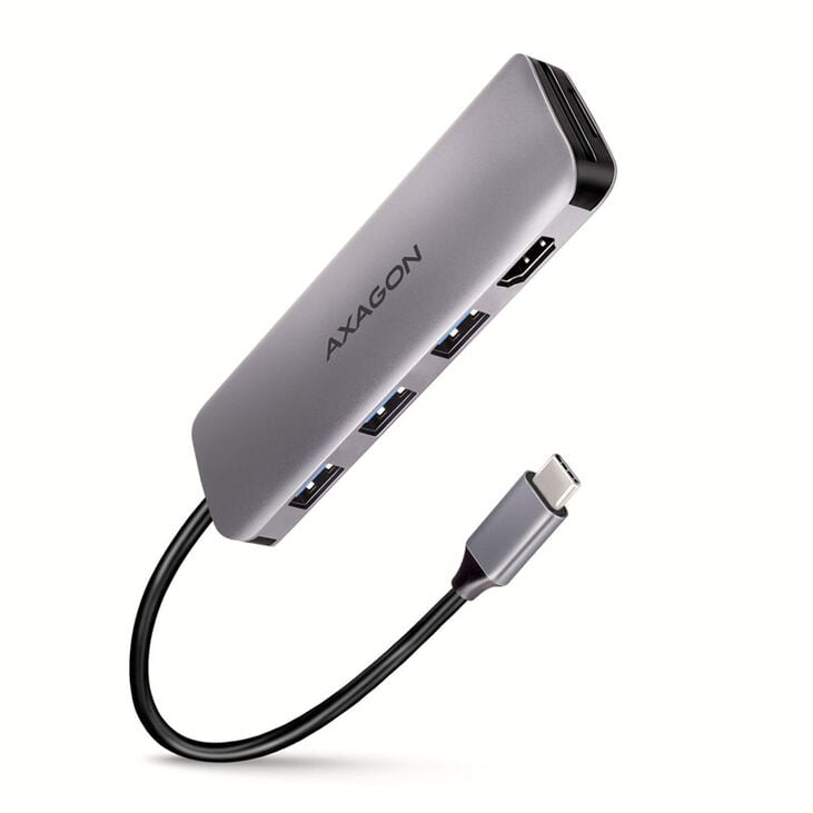 AXAGON HMC-HCR3A USB Hub, 3x USB-A + HDMI + SD/microSD, USB-C 3.2 Gen 1, 20 cm USB-C cable image number 0