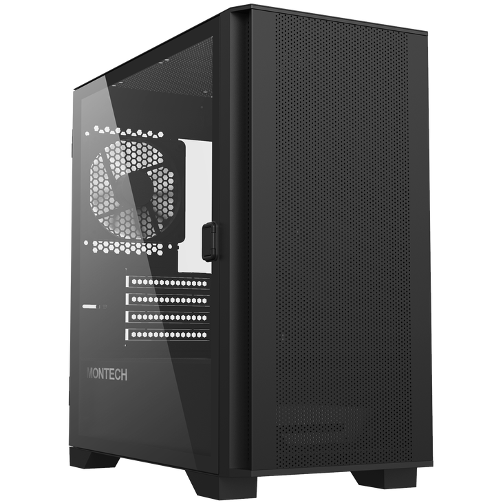 Montech AIR 100 LITE PC Case, Mid Tower, Micro-ATX, Tempered Glass - Black image number 0