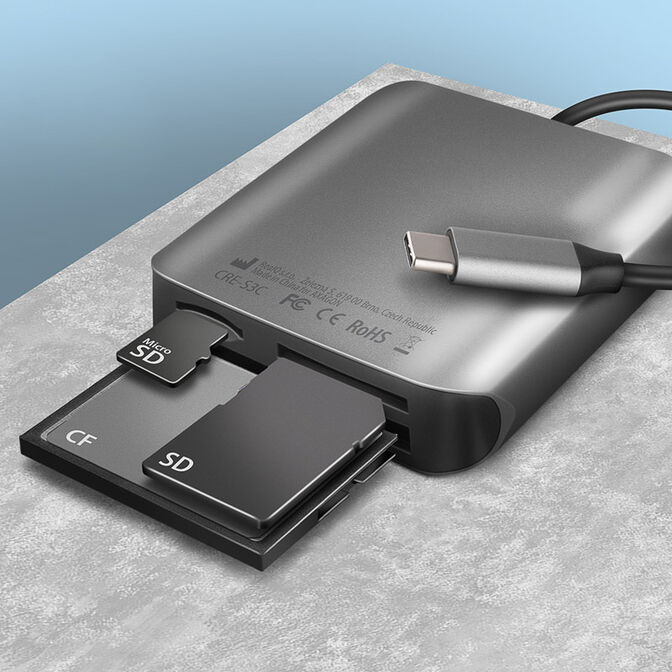 AXAGON CRE-S3C Externer Kartenleser USB-C 3.2 Gen 1, 3-Slot, SD/microSD/CF, UHS-II image number 2
