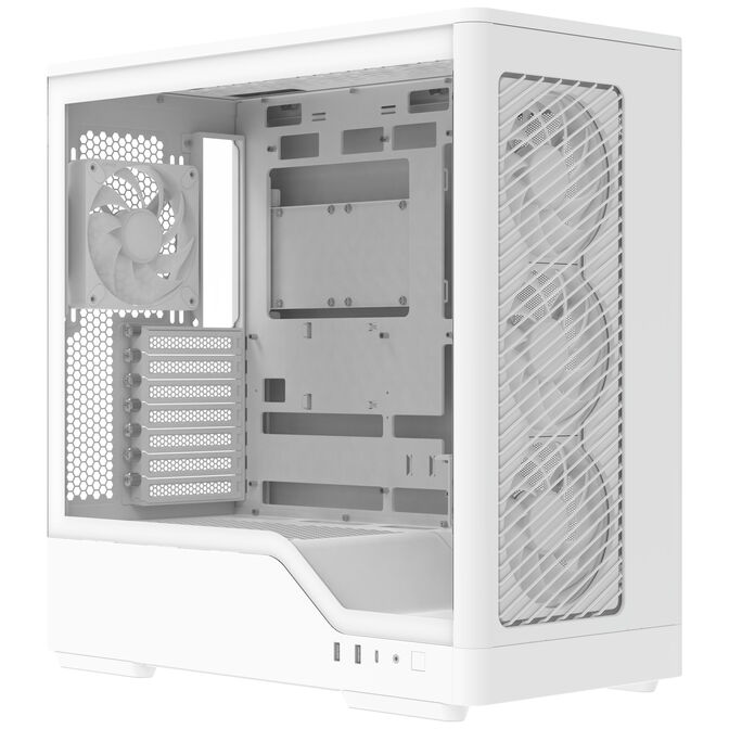 Aerocool D520A PC Case, Mid Tower, ATX, Tempered Glass, RGB - White image number 1