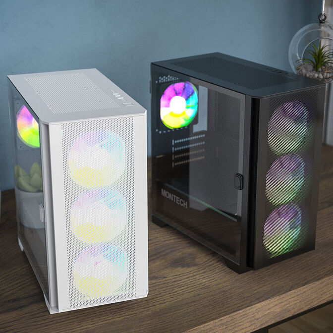 Montech AIR 100 ARGB, Micro-ATX, Tempered Glass - white image number 6