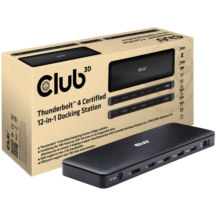 Club 3D Thunderbolt 4 zertifizierte 12-in-1-Dockingstation image number 0