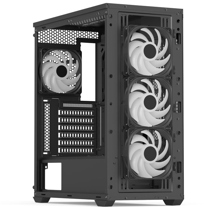Aerocool D501A PC Case, Mid Tower, ATX, Tempered Glass - Black image number 5