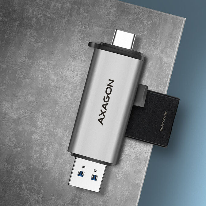 AXAGON CRE-SAC Kartenleser, USB 3.2 Gen1 Typ C + Typ A, SD, microSD image number 2