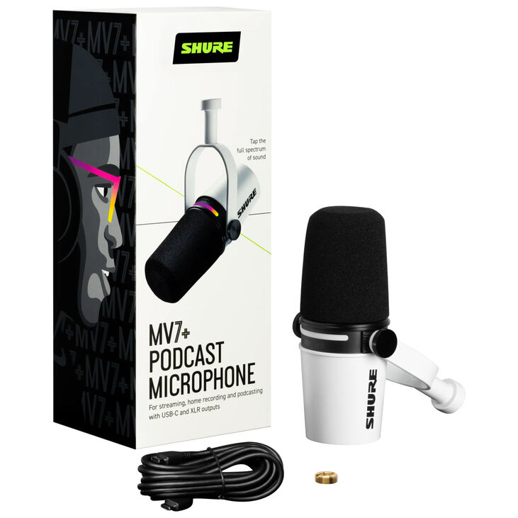 Shure MV7+-K Podcast Microphone XLR/USB - white image number 4