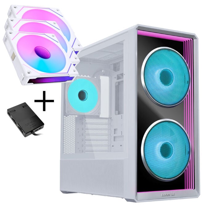 Lian Li LANCOOL 217 INF PC Case Bundle + 3x UNI FAN SL-INF 120 Reverse Blade Fans - White image number 0