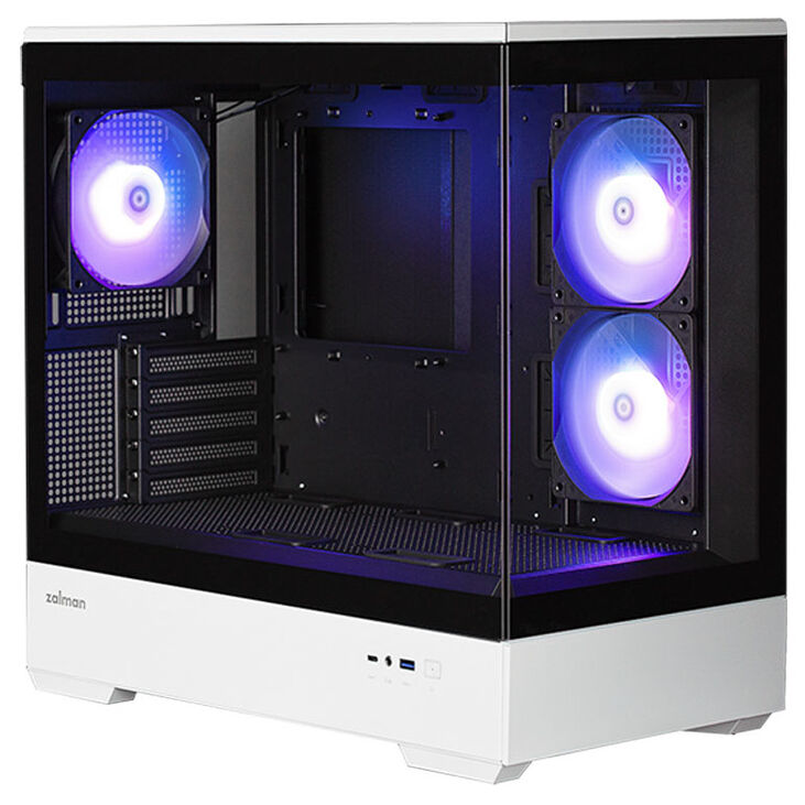 Zalman P30 PC-Gehäuse, Mini-Tower, mATX, Tempered Glass - schwarz / weiß image number 2