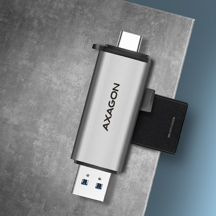 AXAGON CRE-SAC card reader, USB 3.2 Gen1 Type C + Type A, SD, microSD image number 2