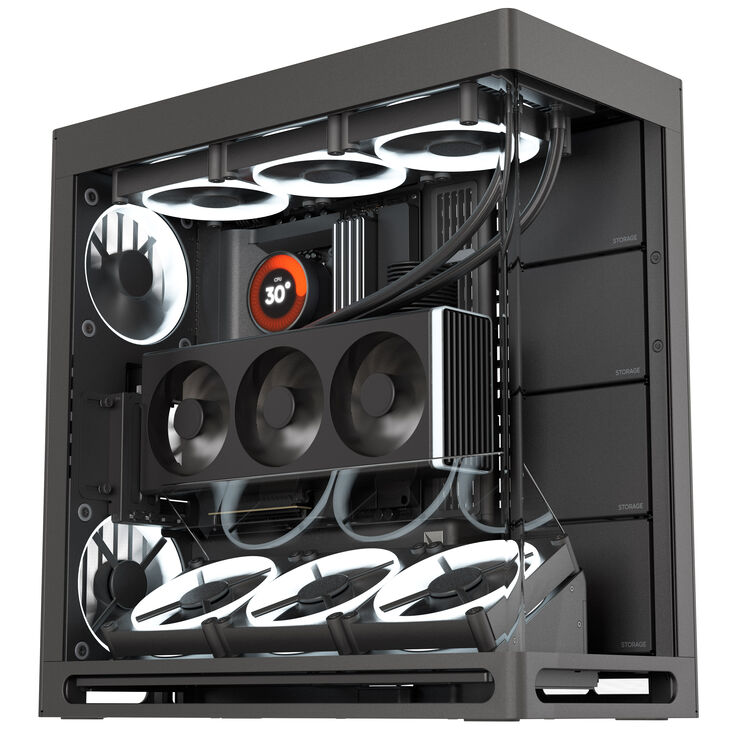 HAVN HS 420 VGPU PC-Gehäuse, Midi-Tower, E-ATX, Tempered Glass, PCIe 5.0 Riser Kabel - schwarz image number 1