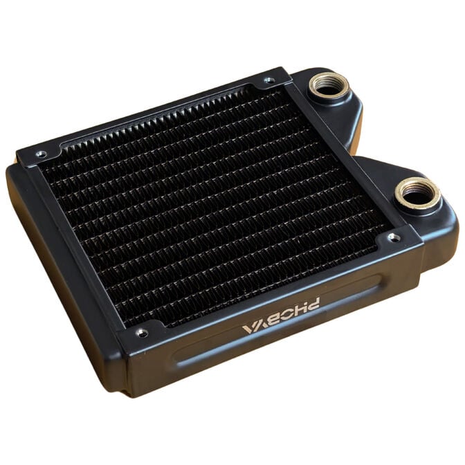 Phobya R27-S120 Radiator, 120 mm radiator, 18 FPI, copper fins, 2x G1/4-inch connectors - black image number 0