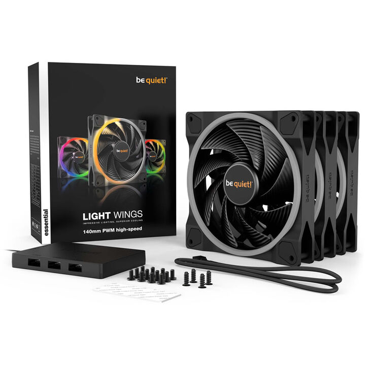 be quiet! Light Wings ARGB PWM Fan Triple Pack - 140mm, black, High Speed image number 5