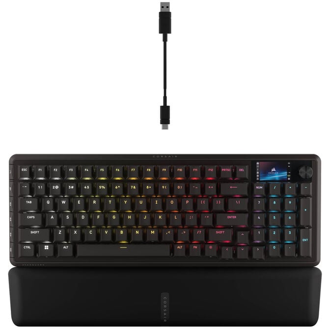 Corsair Vanguard 96 Wireless Gaming Keyboard, Mechanical, RGB, LCD Display, DE Layout - Black image number 3