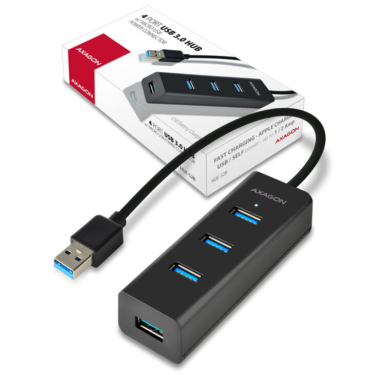 AXAGON HUE-S2B USB-A-Hub, 4x USB 3.0, external power supply - 30 cm image number 6