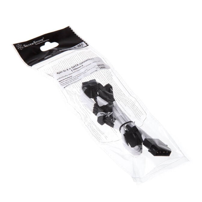 SilverStone 4-Pol-Molex auf 4x SATA Verl&auml;ngerung - 300mm wei&szlig; image number 2