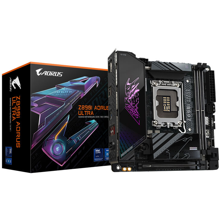 GIGABYTE Z890I AORUS Ultra Mainboard, Sockel LGA 1851, Intel Z890, Mini-ITX, DDR5 image number 0