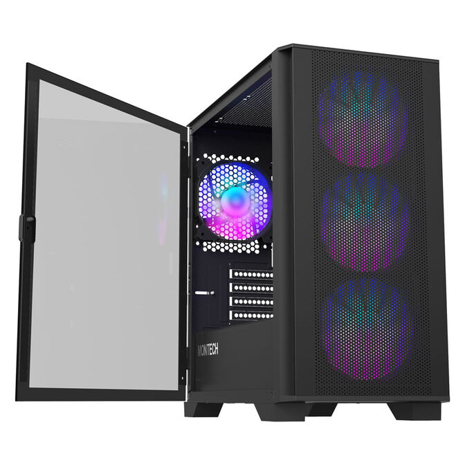 Montech AIR 100 ARGB, Micro-ATX, Tempered Glass - black image number 1