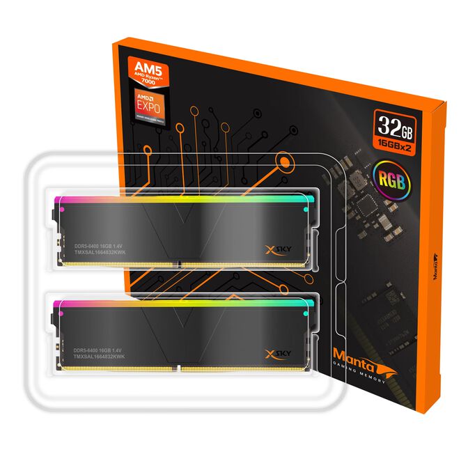 V-Color Manta XSky RGB DDR5-6000 RAM, CL36, EXPO - 32 GB Dual-Kit, schwarz image number 0