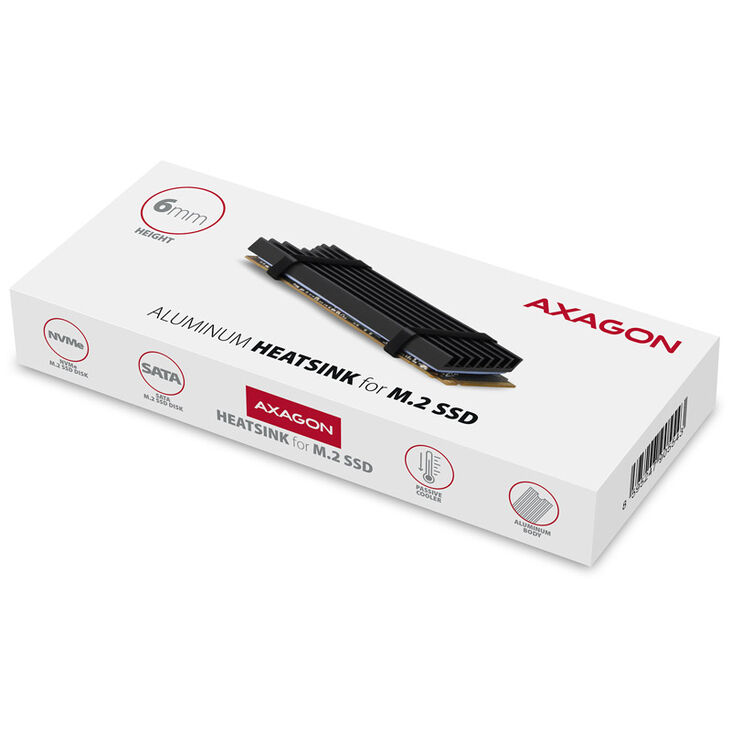 AXAGON CLR-M2L6 passiver M.2-SSD-Kühlkörper - 2280, 6 mm Höhe, Aluminium, schwarz image number 5