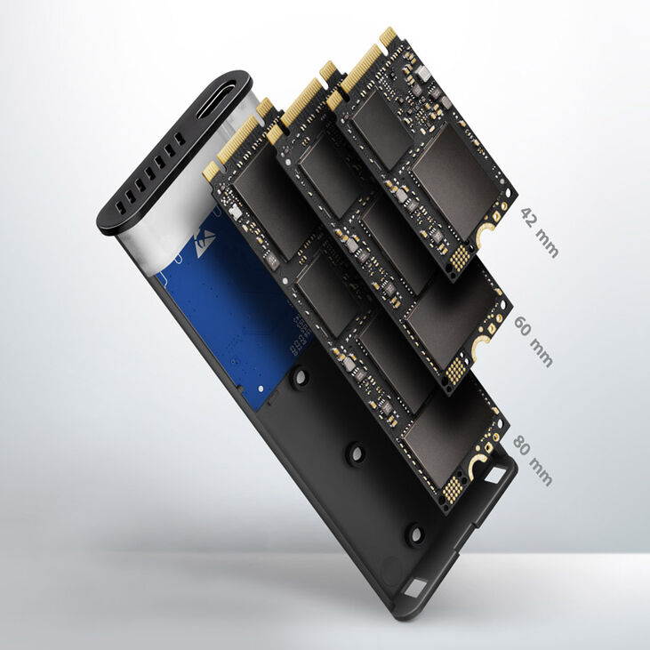 AXAGON EEM2-SG2 RAW BOX external enclosure for M.2 SSDs USB-C 3.2 Gen 2 - silver image number 2