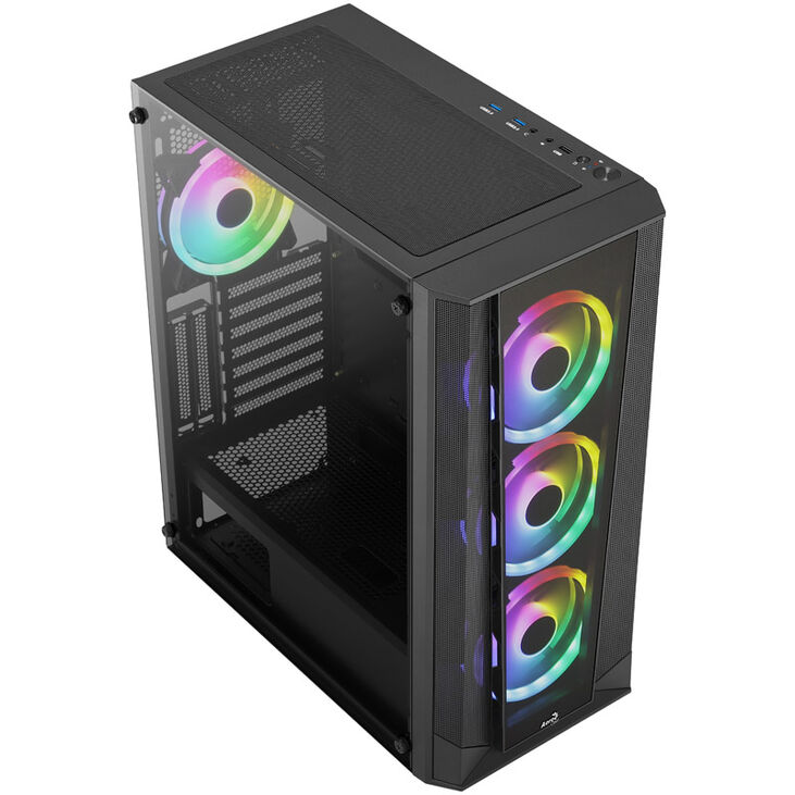Aerocool Prism FRGB Mid Tower, ATX, Tempered Glass - Black image number 1