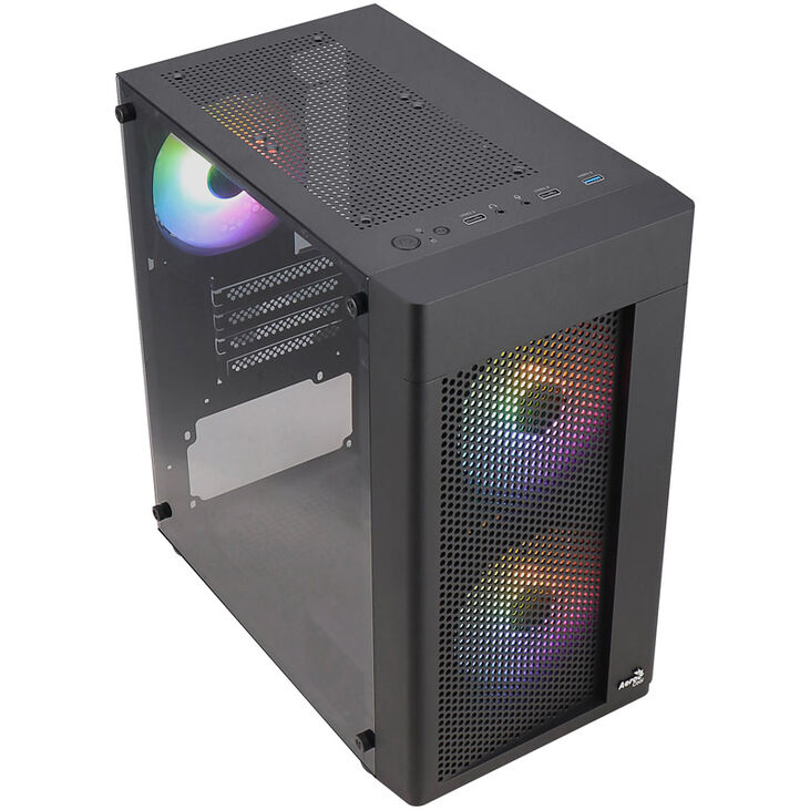 Aerocool Hexform-G-BK-v2 Midi-Tower, Tempered Glass - schwarz image number 1