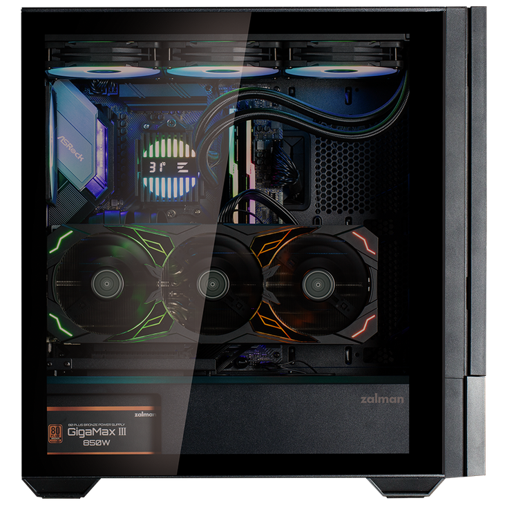 Zalman Z10 DS PC-Gehäuse, Midi-Tower, ATX, RGB, Tempered Glass - schwarz, mit LCD-Display image number 8